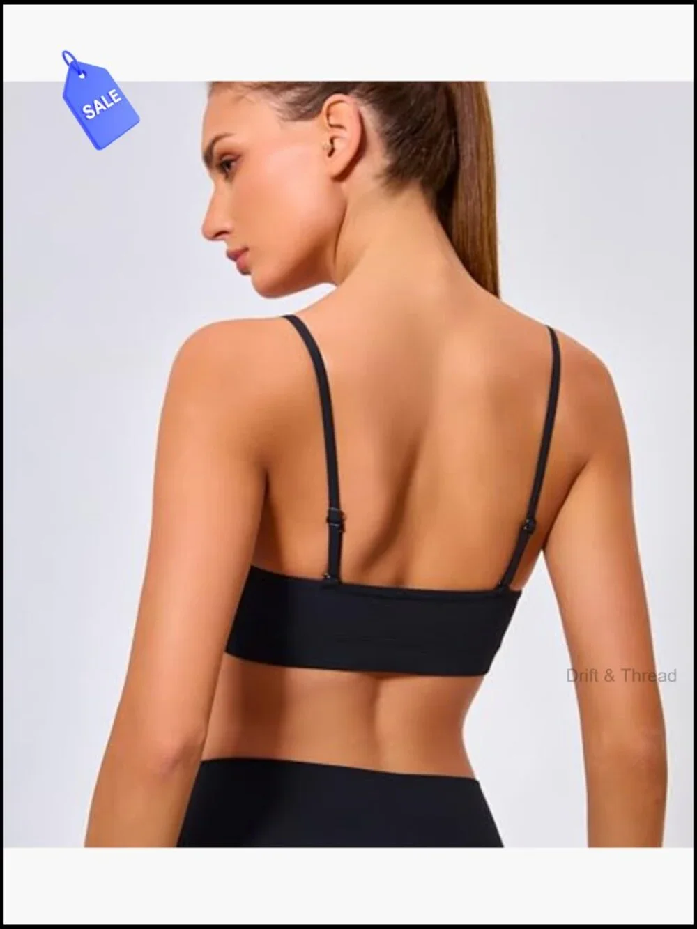V Neck Sports Bra Wireless Padded Adjustable Straps Yoga Low Impact
